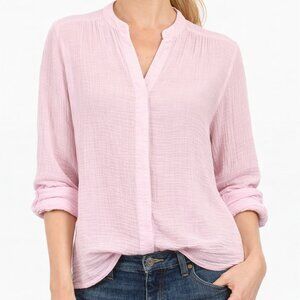 Xirena Bubblegum Pink Cotton Gauze Button-Down Blouse